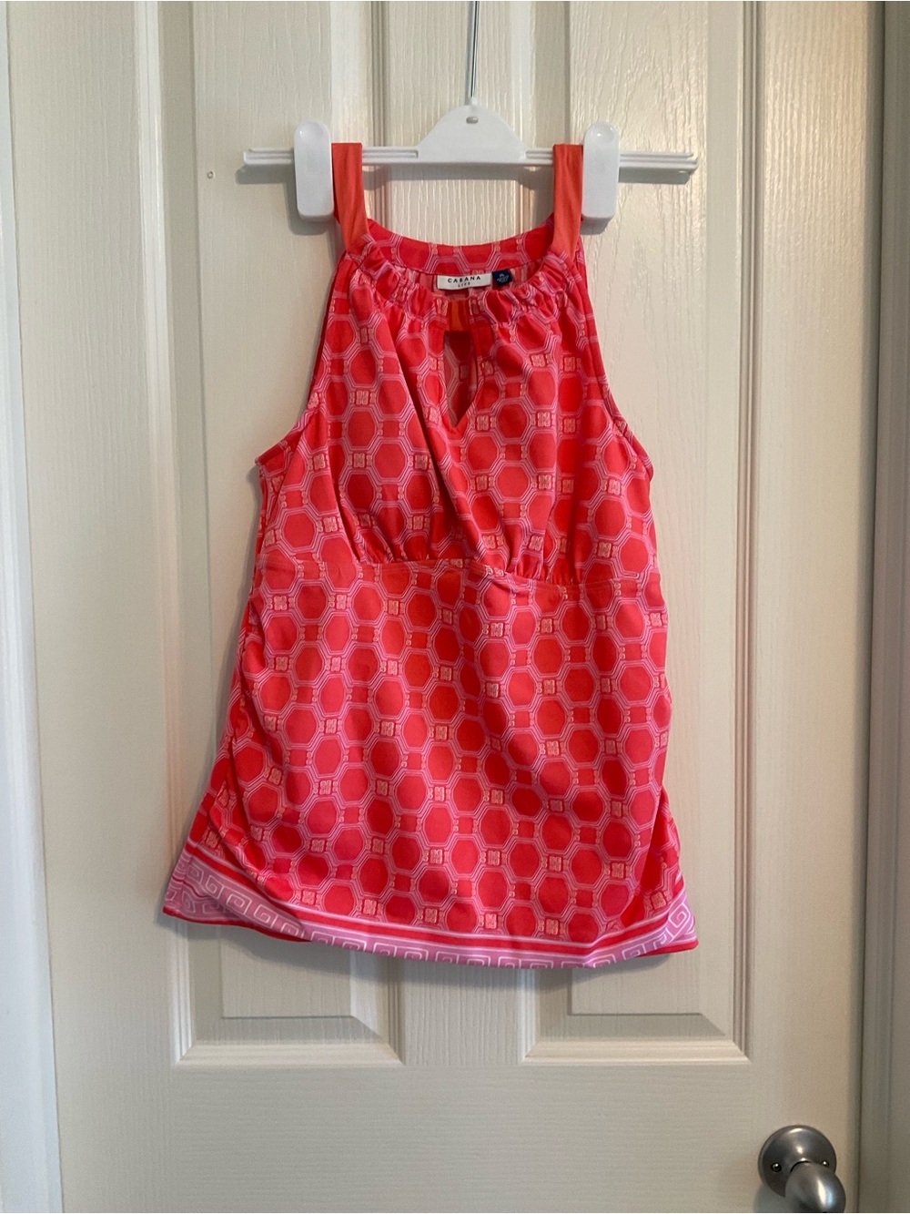 Cabana Life Pink Coral Geometric Tankini Swim Top